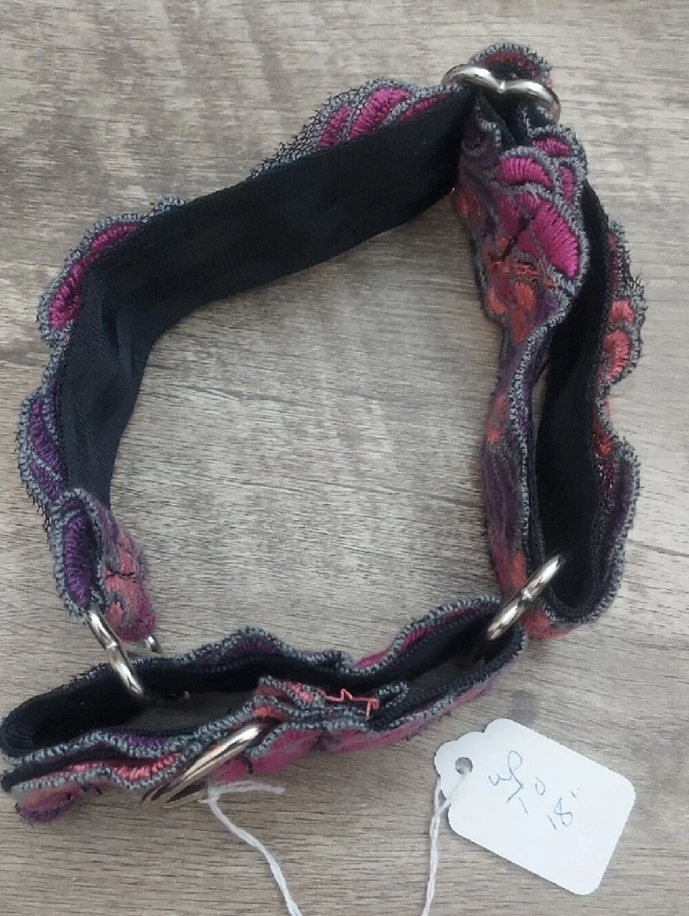 Custom Martingale Dog Collar Purple Pink Floral Whippet 1.5